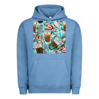 Pigment Pebble Blue dentist coffee cups toothpaste and teeth with cowhide seamless pattern Urban Hoodie - BundleAndBundleShop