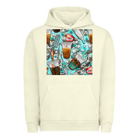 Pigment Pistachio dentist coffee cups toothpaste and teeth with cowhide seamless pattern Urban Hoodie - BundleAndBundleShop