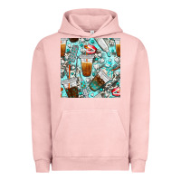 Pigment Salmon dentist coffee cups toothpaste and teeth with cowhide seamless pattern Urban Hoodie - BundleAndBundleShop