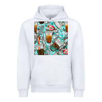 White dentist coffee cups toothpaste and teeth with cowhide seamless pattern Urban Hoodie - BundleAndBundleShop