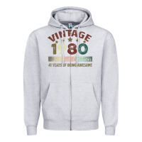 Heather Grey Vintage 1980 Limited Edition 41 Years Of Being Awesome Zipper Hoodie - Bettercallsaul