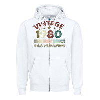 White Vintage 1980 Limited Edition 41 Years Of Being Awesome Zipper Hoodie - Bettercallsaul