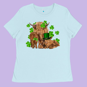St Patrick's Day Cow Family Ladies Tee Designed By Ranaportraitstore