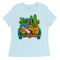 Baby Blue western truck Horseshoe Ladies Tee - HRA Design Shop