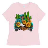 Bubblegum Pink western truck Horseshoe Ladies Tee - HRA Design Shop