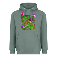 Sage Louisiana Map Mardi Gras Heavyweight Hoodie - HowdyJamesFarm