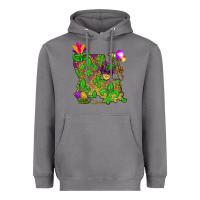 Storm Louisiana Map Mardi Gras Heavyweight Hoodie - HowdyJamesFarm