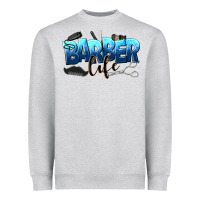 Heather Grey barber life Heavyweight Sweatshirt - NancyCooperArtShop