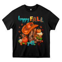 Black happy fall y'all  cowgirl Heavy Core Tee - AdoDesignShop