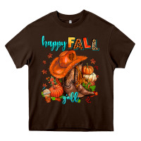 Chocolate Brown happy fall y'all  cowgirl Heavy Core Tee - AdoDesignShop