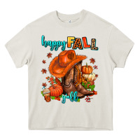 Cream happy fall y'all  cowgirl Heavy Core Tee - AdoDesignShop