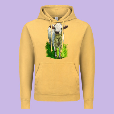 Charolais Heifer Vintage Hoodie Designed By Lillyallendesigns