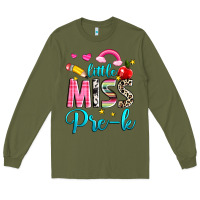Army Green little miss pre k Long Sleeve Tee - NancyCooperArtShop