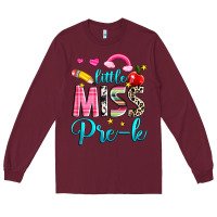 Burgundy little miss pre k Long Sleeve Tee - NancyCooperArtShop