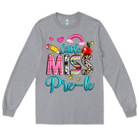 Heather Grey little miss pre k Long Sleeve Tee - NancyCooperArtShop