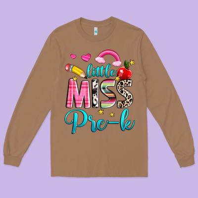 Little Miss Pre K Long Sleeve Tee Designed By Nancycooperartshop