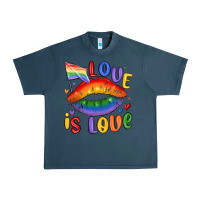 Midnight Navy love is love lips Urban Heavy Tee - MaliasSmallBusiness
