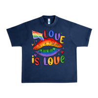 Navy love is love lips Urban Heavy Tee - MaliasSmallBusiness