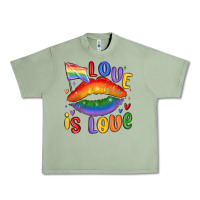 Oil Green love is love lips Urban Heavy Tee - MaliasSmallBusiness