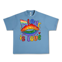 Pebble Blue love is love lips Urban Heavy Tee - MaliasSmallBusiness