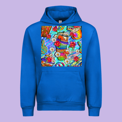 Hippie Coffee Cups And Flowers And Peace Seamless Pattern Bbs Urban Hoodie Designed By Bundleandbundleshop