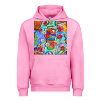 Fuchsia Pink hippie coffee cups and flowers and peace seamless pattern bbs Urban Hoodie - BundleAndBundleShop