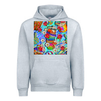 Heather Grey hippie coffee cups and flowers and peace seamless pattern bbs Urban Hoodie - BundleAndBundleShop