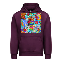 Mauve Wine hippie coffee cups and flowers and peace seamless pattern bbs Urban Hoodie - BundleAndBundleShop