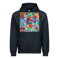 Navy hippie coffee cups and flowers and peace seamless pattern bbs Urban Hoodie - BundleAndBundleShop