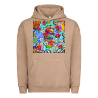 Pigment Burro hippie coffee cups and flowers and peace seamless pattern bbs Urban Hoodie - BundleAndBundleShop