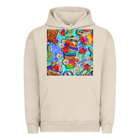 Pigment French Oak hippie coffee cups and flowers and peace seamless pattern bbs Urban Hoodie - BundleAndBundleShop