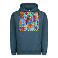Pigment Midnight Navy hippie coffee cups and flowers and peace seamless pattern bbs Urban Hoodie - BundleAndBundleShop