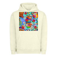 Pigment Pistachio hippie coffee cups and flowers and peace seamless pattern bbs Urban Hoodie - BundleAndBundleShop