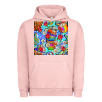 Pigment Salmon hippie coffee cups and flowers and peace seamless pattern bbs Urban Hoodie - BundleAndBundleShop