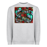 Heather Grey floral american football  helmet Heavyweight Sweatshirt - NancyCooperArtShop