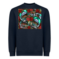 Navy floral american football  helmet Heavyweight Sweatshirt - NancyCooperArtShop