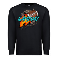 Black Game day leopard fire and ball Premium Sweatshirt - HowdyJamesFarm