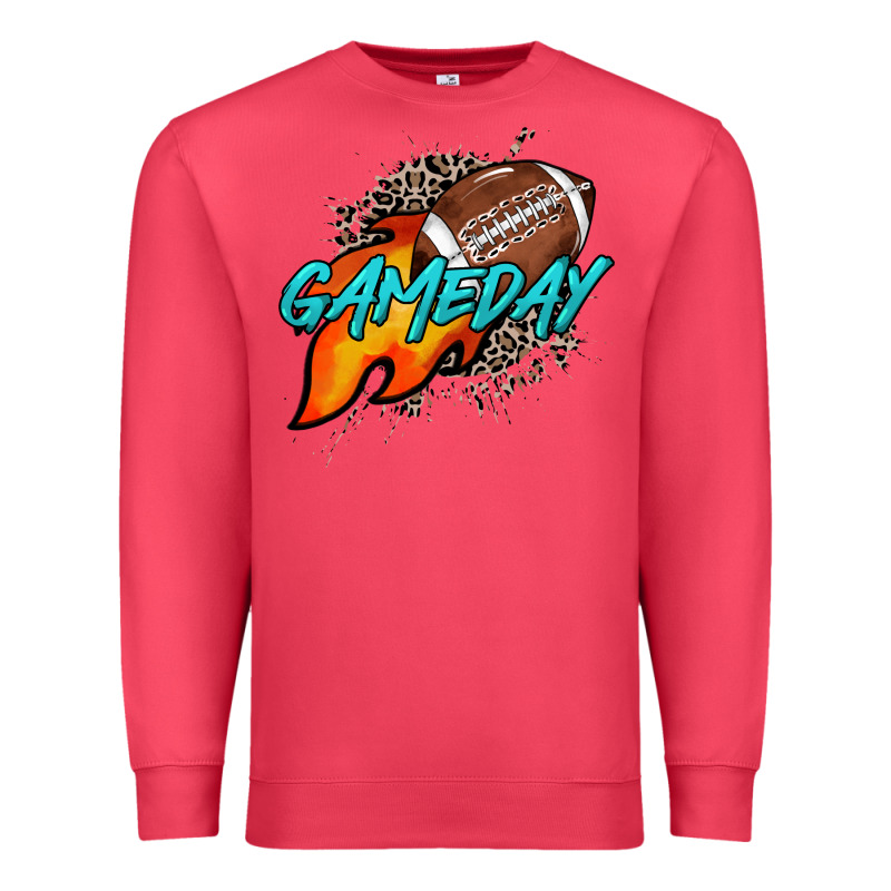 Game Day Leopard Fire And Ball Premium Sweatshirt by HowdyJamesFarm | Teevron