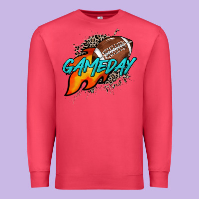 Game Day Leopard Fire And Ball Premium Sweatshirt Designed By Howdyjamesfarm