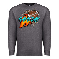 Charcoal Heather Game day leopard fire and ball Premium Sweatshirt - HowdyJamesFarm
