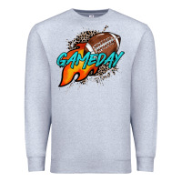 Heather Grey Game day leopard fire and ball Premium Sweatshirt - HowdyJamesFarm