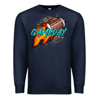 Navy Game day leopard fire and ball Premium Sweatshirt - HowdyJamesFarm