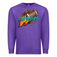 Purple Game day leopard fire and ball Premium Sweatshirt - HowdyJamesFarm