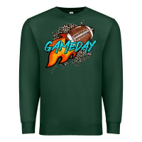 Sports Green Game day leopard fire and ball Premium Sweatshirt - HowdyJamesFarm
