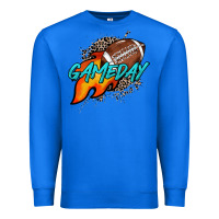 True Royal Game day leopard fire and ball Premium Sweatshirt - HowdyJamesFarm