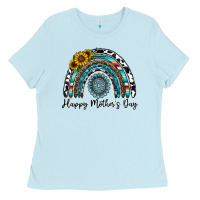 Baby Blue happy mother's day rainbow Ladies Tee - CowhideDigitalArt