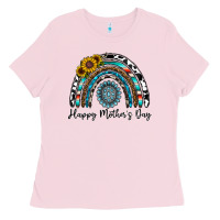 Bubblegum Pink happy mother's day rainbow Ladies Tee - CowhideDigitalArt