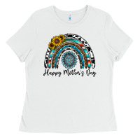 White happy mother's day rainbow Ladies Tee - CowhideDigitalArt