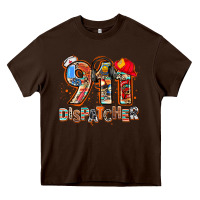 Chocolate Brown 911 dispatcher Heavy Core Tee - AdoDesignShop