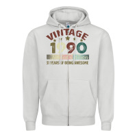 Dove Grey Vintage 1990 Limited Edition 31 Years Of Being Awesome Zipper Hoodie - Bettercallsaul